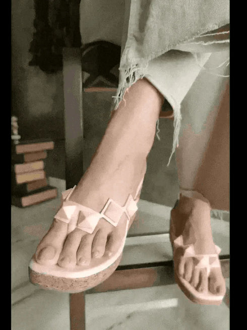 Pastel Pink Studded Wedges - cunei